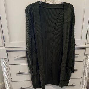 Women's Olive Green Knit Sweater Cardigan